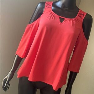 Candie's Red Cold Shoulder Lace Top Y2K
